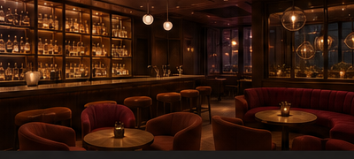Warmly lit interior of Velvet Bar